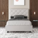 Letto matrimoniale imbottito francese 140x200 contenitore moderno Priya F Stock