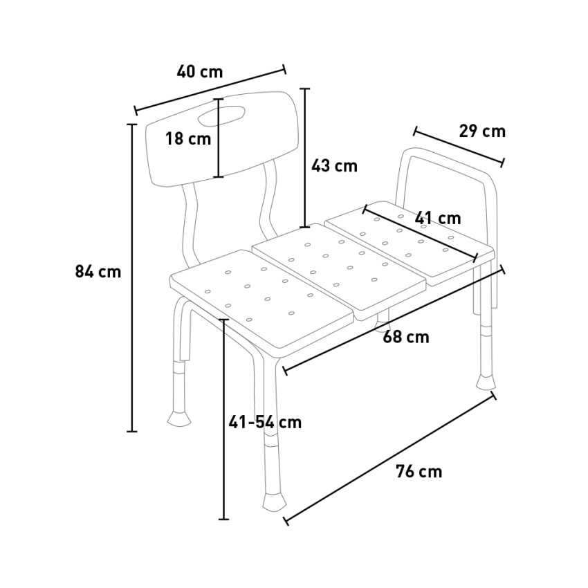 Holly sedia panca bagno doccia vasca anziani disabili con schienale