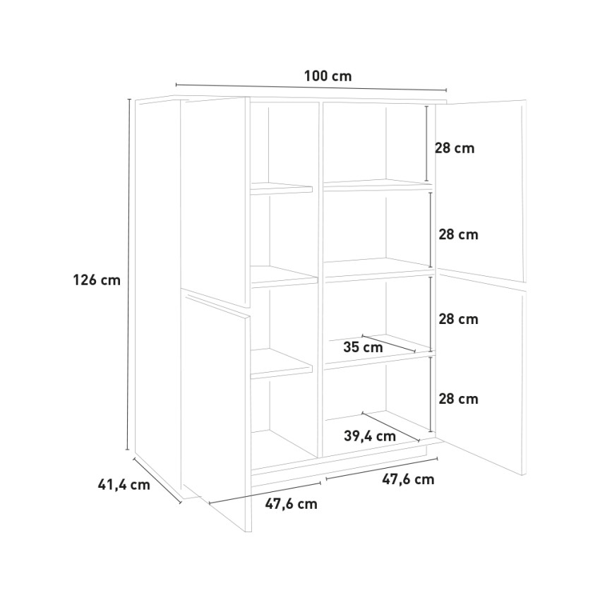 Judy credenza mobile cucina moderna soggiorno design bianco 100x40cm