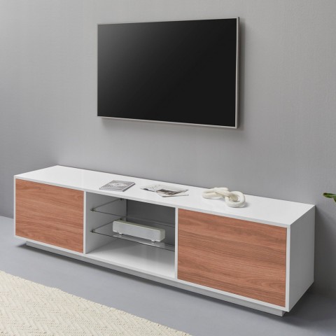 Mobile porta TV 180cm soggiorno design bianco legno Dover Wood
