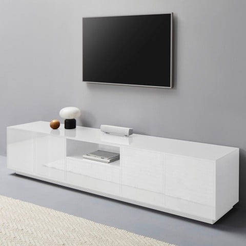 Mobile porta TV 220cm soggiorno design moderno bianco Aston