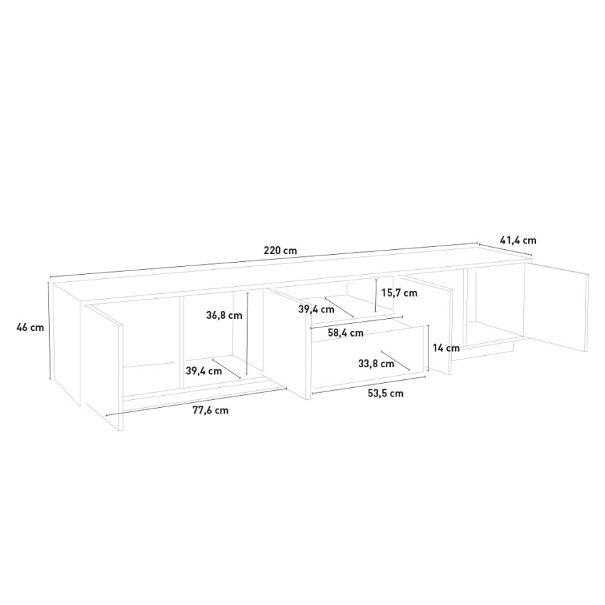 Aston Wood mobile porta TV design moderno legno bianco 220cm soggiorno