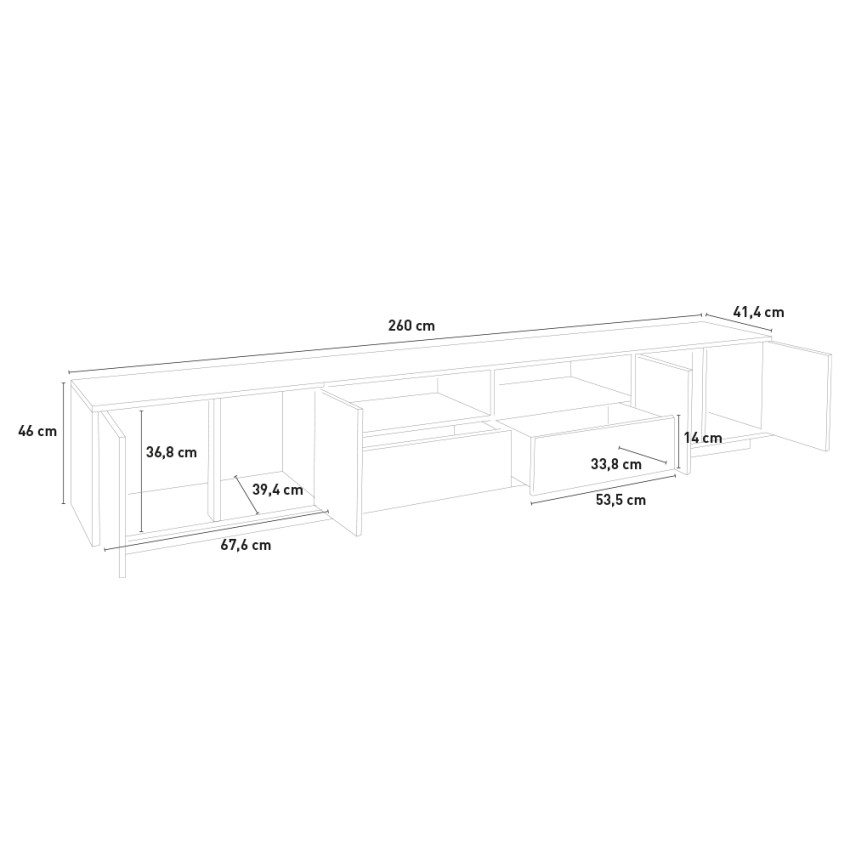 Breid mobile porta TV 260cm design moderno bianco soggiorno