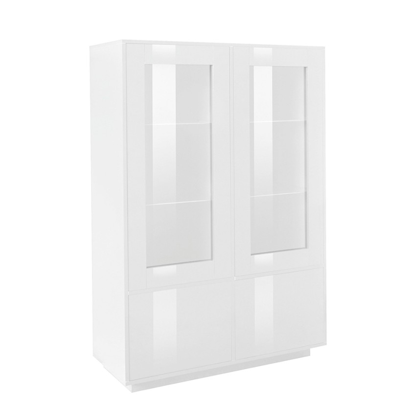 Syfe credenza alta con vetrina 100cm soggiorno design moderno bianco