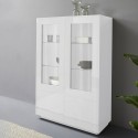 Credenza alta con vetrina 100cm soggiorno design moderno bianco Syfe