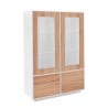 Credenza soggiorno alta con vetrina 100cm bianco legno Syfe Wood