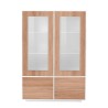Credenza soggiorno alta con vetrina 100cm bianco legno Syfe Wood