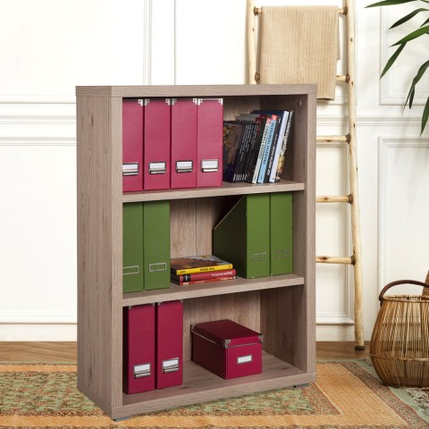 Libreria bassa in legno 3 ripiani design moderno per ufficio e studio Simple