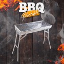 Barbecue griglia acciaio portatile pieghevole BBQ carbonella giardino campeggio Ash