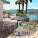 Tavolino Quadrato Nero 70x70 cm con 2 Sedie Colorate Trasparenti Dune Platinum Offerta