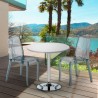 Tavolino Rotondo Bianco 70x70 cm con 2 Sedie Colorate Trasparenti Dune Silver Offerta