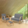 Set salotto divanetto poltrona poggiapiedi scandinavo legno tessuto Gyda Catalogo