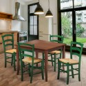 Set 4 sedie e tavolo da interno cucina e bar quadrato 80x80 legno Rusty Scelta