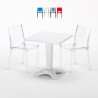 Tavolino Quadrato 70x70 cm e 2 Sedie Colorate Trasparenti Caffè Caratteristiche