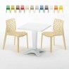 Tavolino Quadrato Bianco 70x70 cm con 2 Sedie Colorate Gruvyer Patio Prezzo