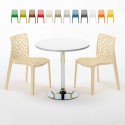 Tavolino Rotondo Bianco 70x70 cm con Base in Acciaio e 2 Sedie Colorate Gruvyer Island Prezzo