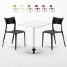 Tavolino Quadrato Bianco 70x70cm Con 2 Sedie Interno Parisienne Cocktail Sconti