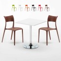 Tavolino Quadrato Bianco 70x70cm Con 2 Sedie Interno Parisienne Cocktail Saldi