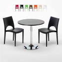 Tavolino Rotondo Nero 70x70 cm con 2 Sedie Colorate Paris Cosmopolitan Stock