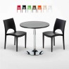 Tavolino Rotondo Nero 70x70 cm con 2 Sedie Colorate Paris Cosmopolitan Stock