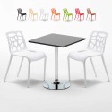 Tavolino Quadrato Nero 70x70cm Con 2 Sedie Interno Gelateria Mojito Saldi
