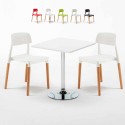 Tavolino Quadrato Bianco 70x70cm Con 2 Sedie Interno Barcellona Cocktail Vendita