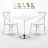 Tavolino Quadrato Bianco 70x70cm Con 2 Sedie Interno Vintage Cocktail Offerta