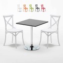 Tavolino Quadrato Nero 70x70cm Con 2 Sedie Interno Vintage Mojito Offerta