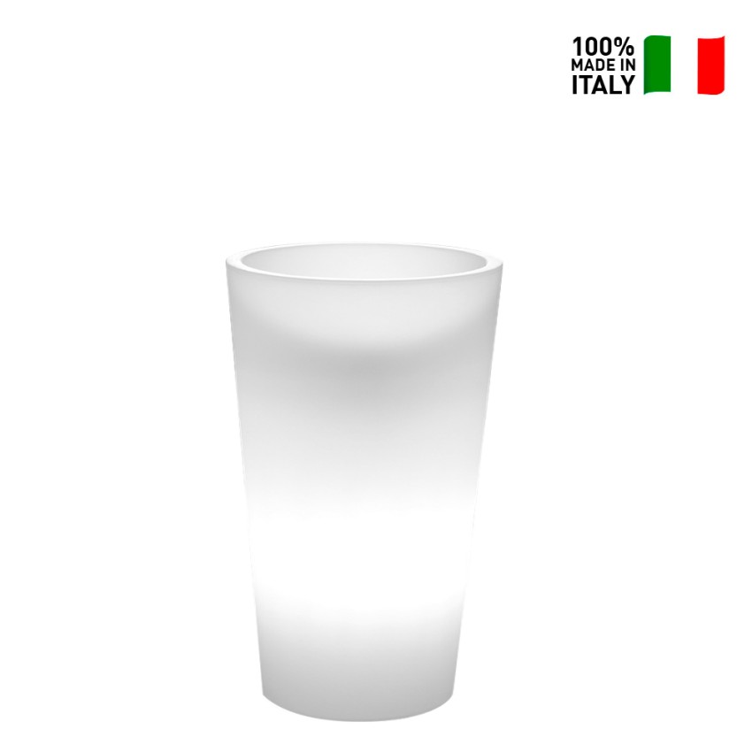 Vaso alto rotondo luminoso LED RGB portavasi giardino terrazza Genesis