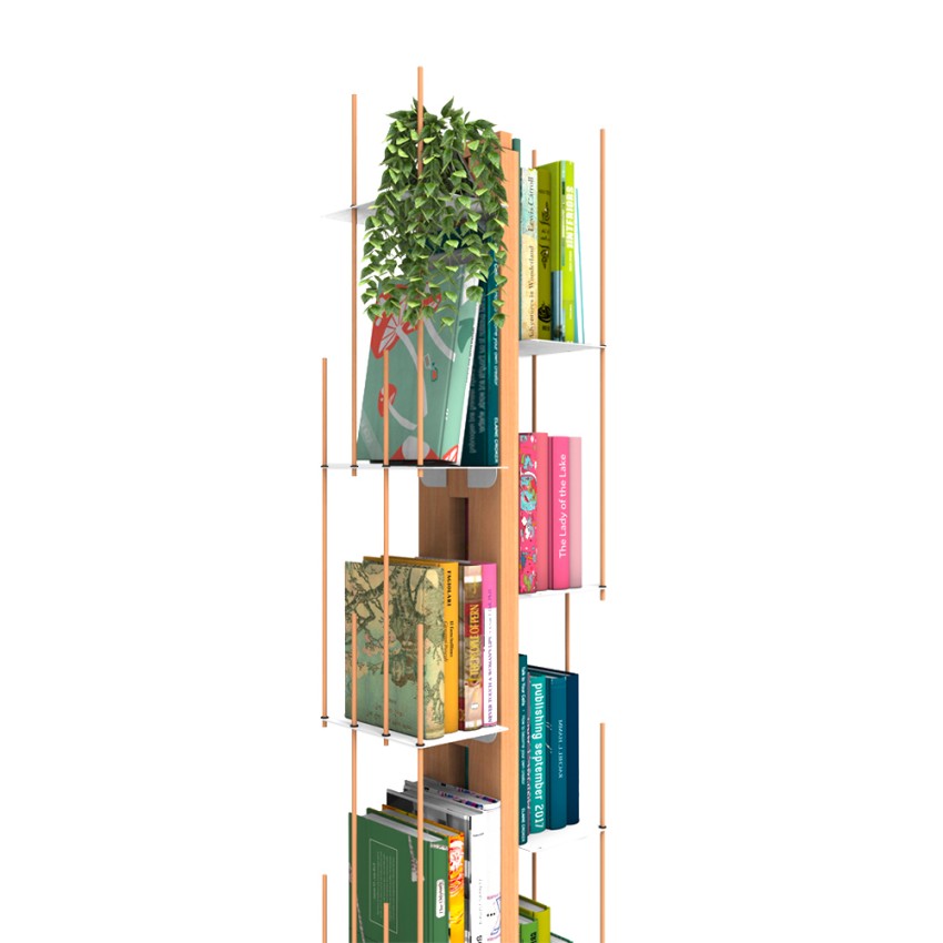 Libreria verticale a colonna in legno 13 ripiani h195cm Zia Veronica H