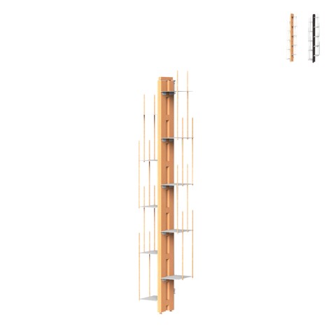 Libreria a parete verticale h150cm in legno 10 ripiani Zia Veronica WMH
