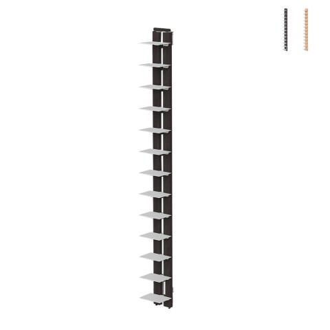 Libreria verticale a parete legno h195cm 13 ripiani Zia Ortensia WH Promozione