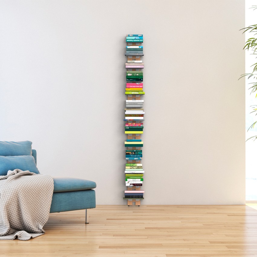 Libreria verticale a parete legno h195cm 13 ripiani Zia Ortensia WH