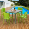 Tavolo Quadrato Beige 90x90 cm con 4 Sedie Colorate Elegance 
