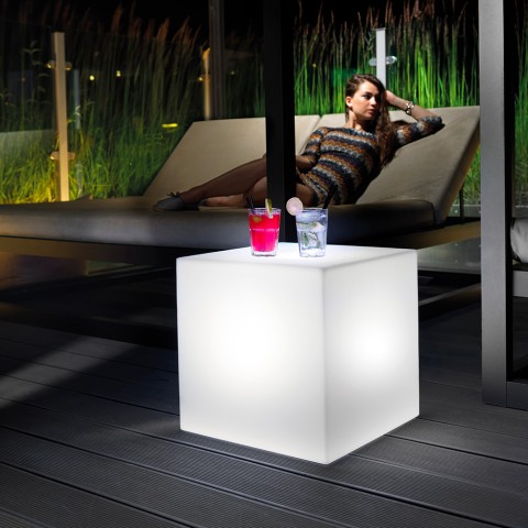 Pouf esterno luminoso RGB LED cubo giardino bar Home Fitting
