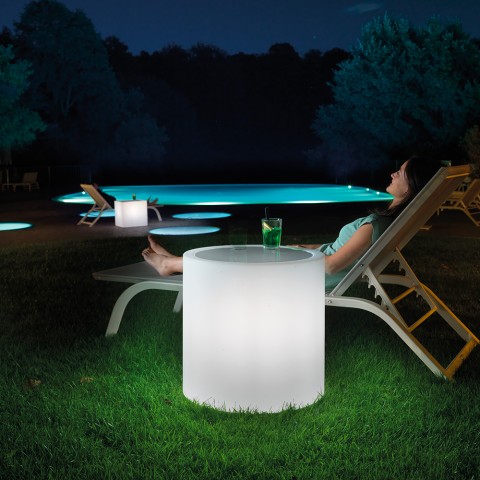 Tavolino esterno luminoso basso rotondo 55cm bar piscina Home Fitting