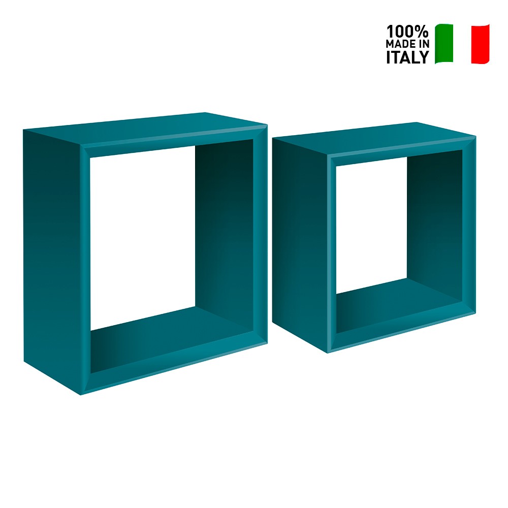 Set 2 mensole cubo da parete pensile scaffale design moderno Ginevra