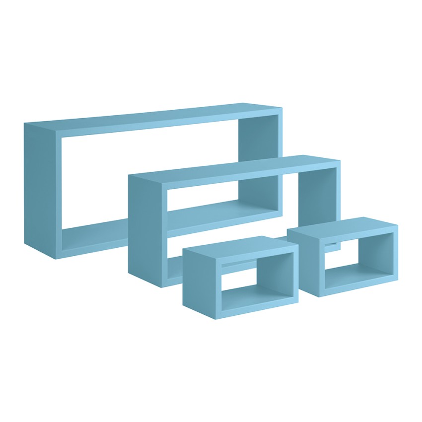 Set 4 mensole da parete cubo rettangolare scaffale moderno Merlino Costo Set 4 mensole da parete cubo rettangolare scaffale moderno Merlino Costo