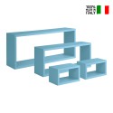 Set 4 mensole da parete cubo rettangolare scaffale moderno Merlino 