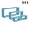 Set 4 mensole da parete cubo rettangolare scaffale moderno Merlino 