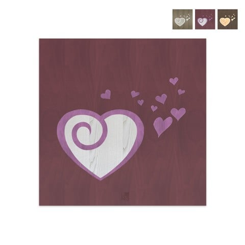 Quadro in legno intarsiato a mano 75x75cm fantasia cuore Amour