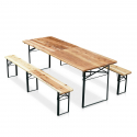 10 Set birreria pieghevole tavolo panche legno feste giardino sagre 220x80 stock Saldi