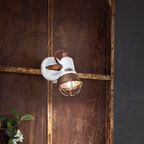 Applique ferro e ceramica lampada da parete design industriale vintage Loft AP Promozione