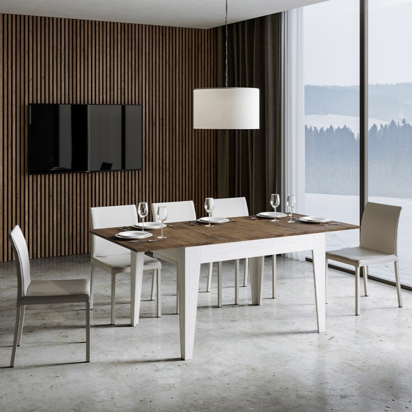 BN　Mix　allungabile　tavolo　noce　bianco　legno　cucina　Cico　90x120-180cm