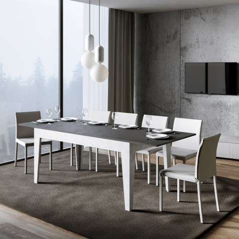 Tavolo moderno grigio bianco allungabile 90x160-220cm Cico Mix BA