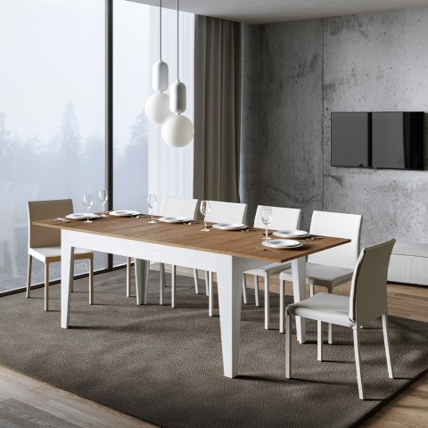 Tavolo cucina moderno allungabile 90x160-220cm legno bianco Cico Mix BQ