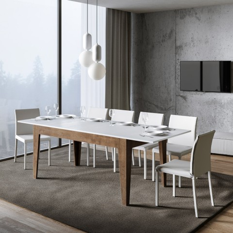 Tavolo moderno allungabile 90x160-220cm legno noce bianco Cico Mix NB