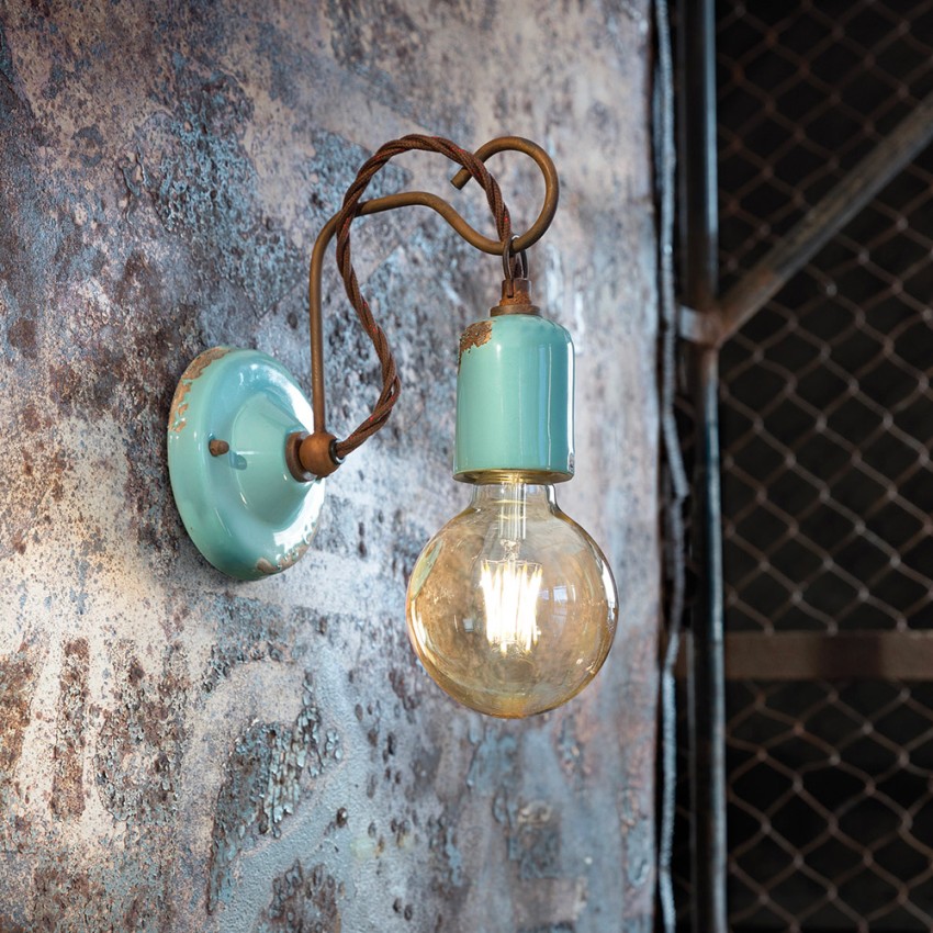 Applique design lampade industriali da parete ferro e ceramica Vintage AP3
