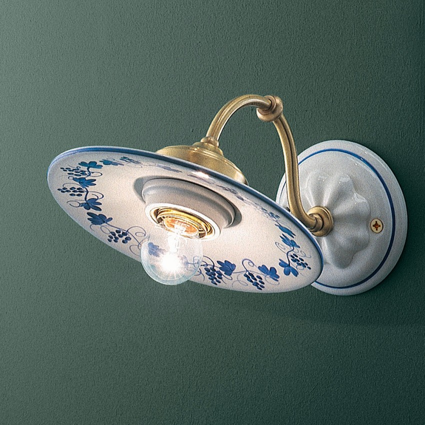 Applique ceramica dipinta a mano lampada da parete design Asti AP