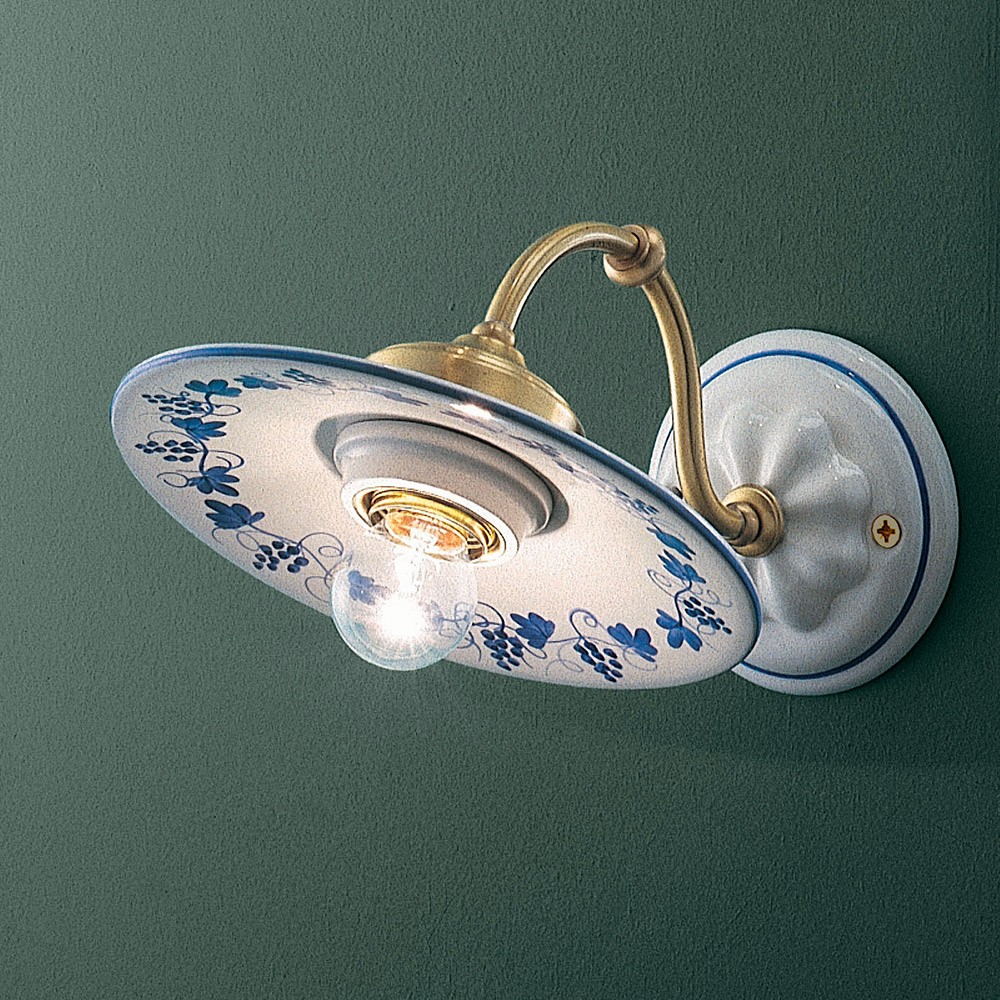 Applique ceramica dipinta a mano lampada da parete design Asti AP
